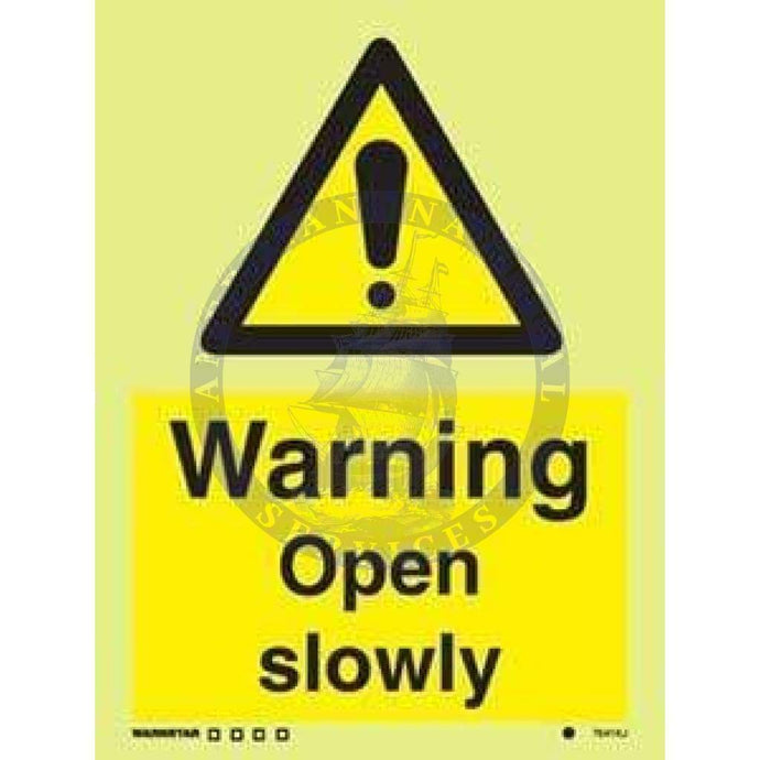 Marine Departmental Sign: Warning Open Slowly