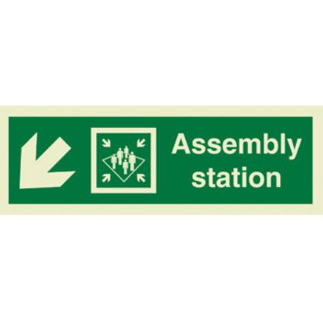 Marine Direction Sign: Assembly Station Arrow Diagonally Down Left (20 ...
