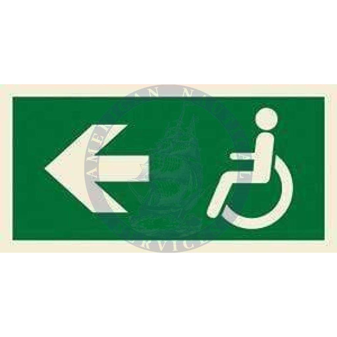 Marine Direction Sign: Disabled symbol with arrow left