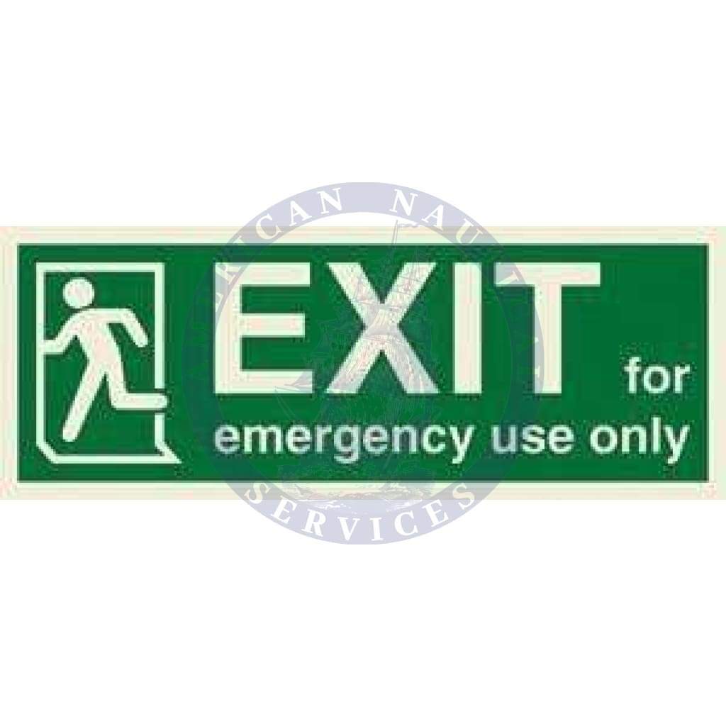 Marine Direction Sign: EXIT for emergency use only + Running man on left