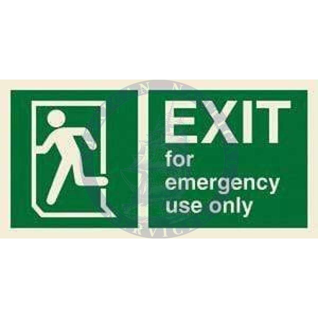 Marine Direction Sign: EXIT for emergency use only + Running man on left