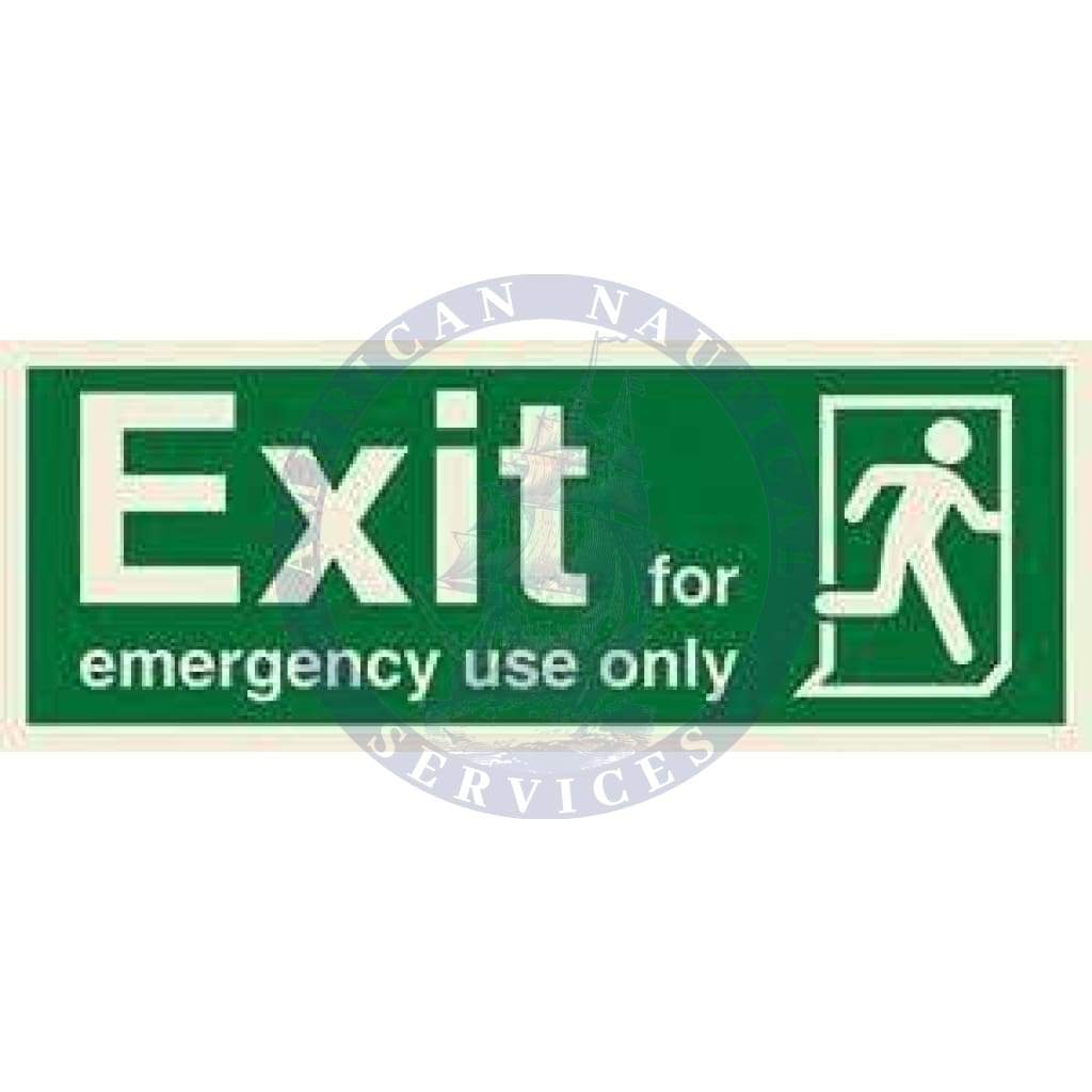 Marine Direction Sign: Exit For emergency use only + Running man right