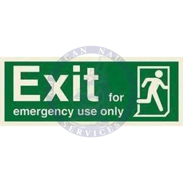 Marine Direction Sign: Exit For emergency use only + Running man right ...