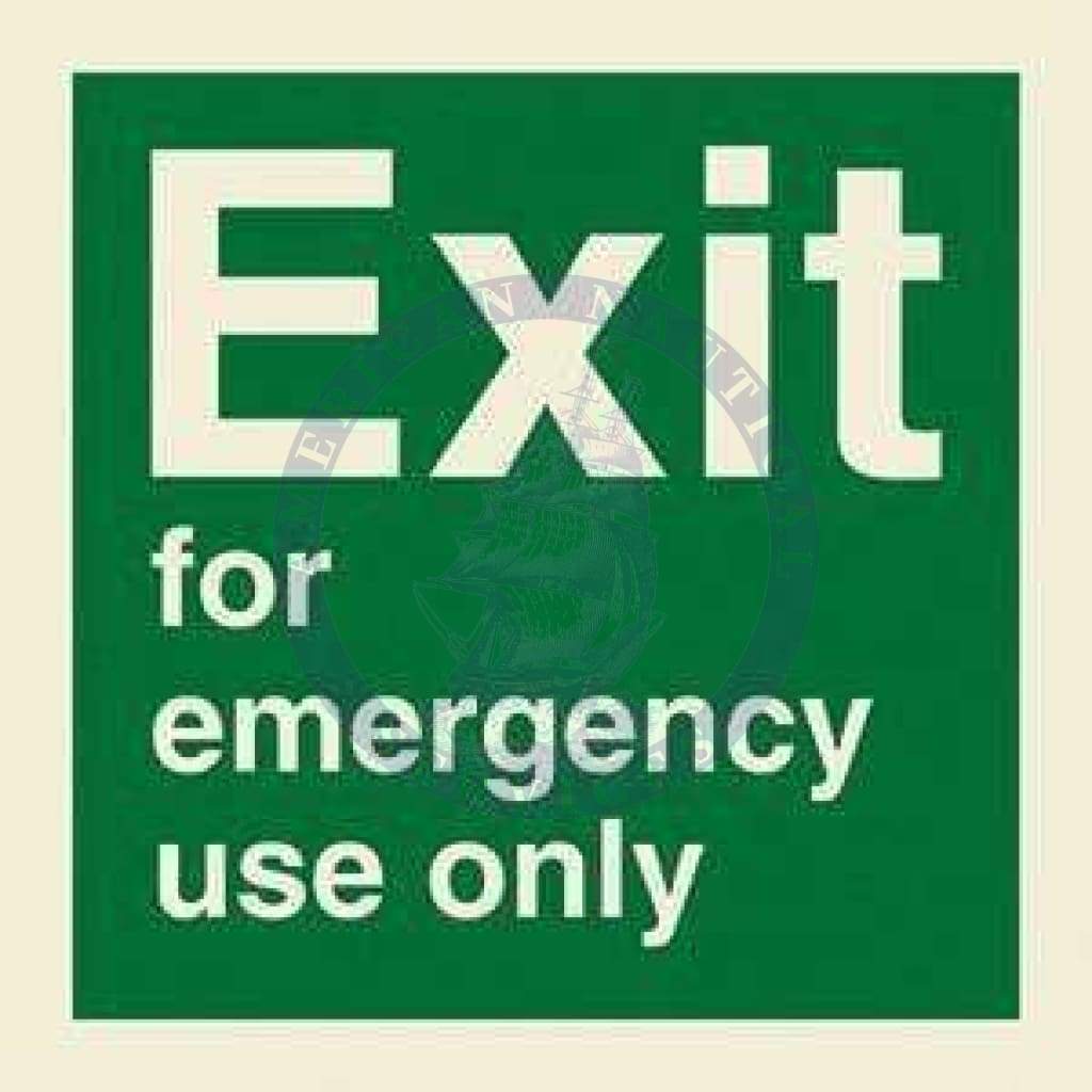 Marine Direction Sign: Exit - For emergency use only - text only