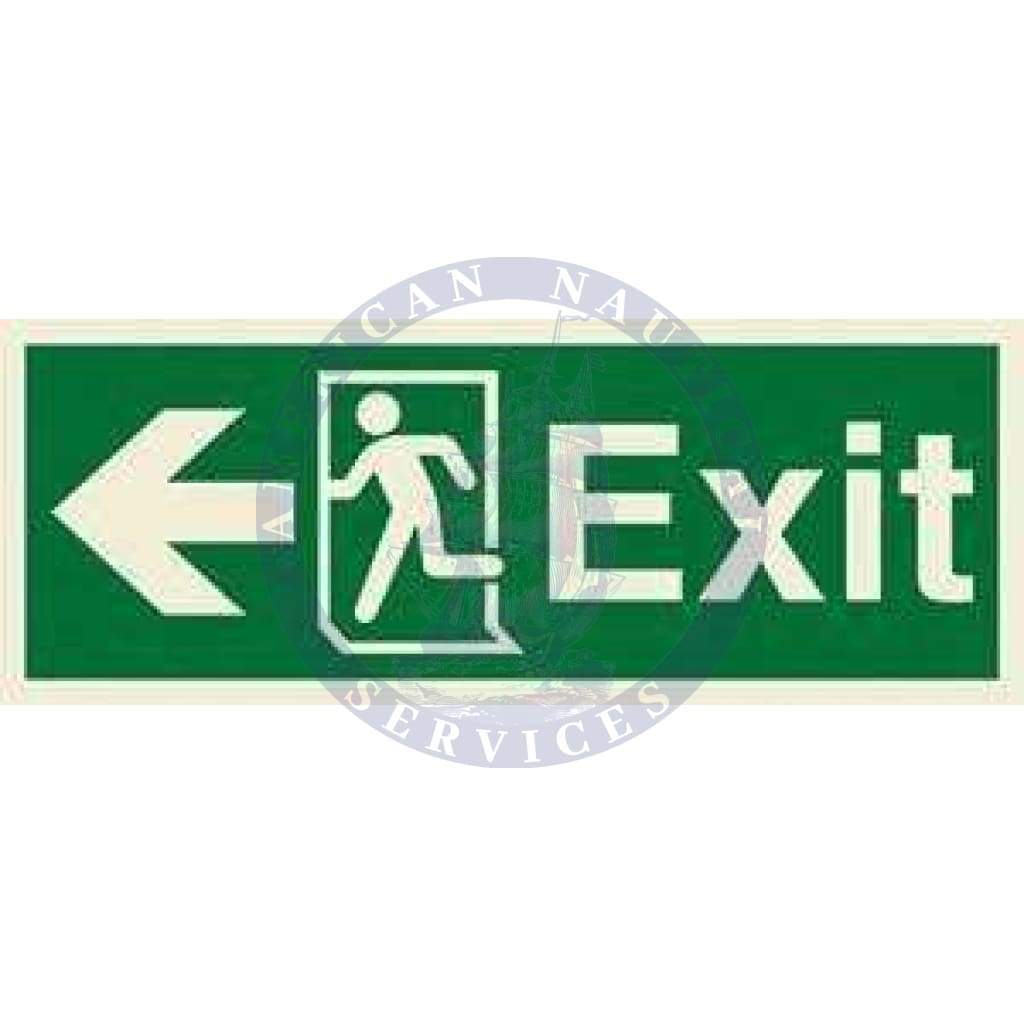Marine Direction Sign: Exit, Running man symbol, Arrow left