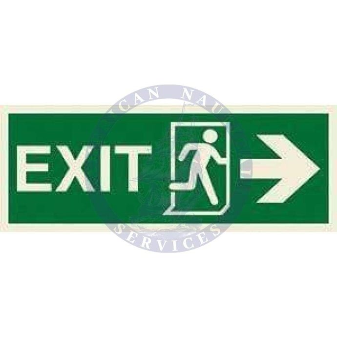 Marine Direction Sign: EXIT + Running man symbol + Arrow right
