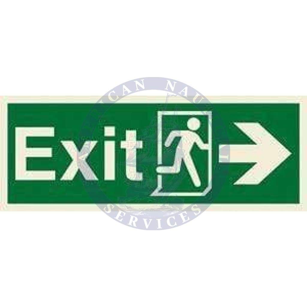 Marine Direction Sign: Exit, Running man symbol, Arrow right