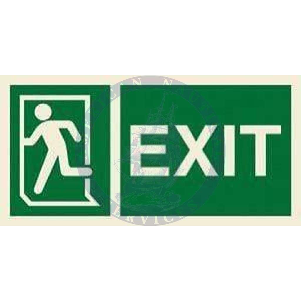 Marine Direction Sign: EXIT + Running man symbol on left
