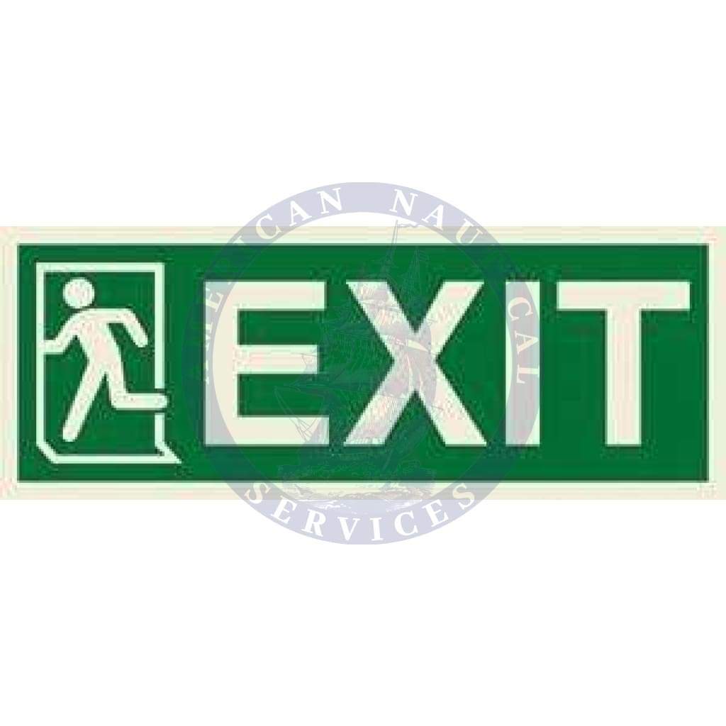 Marine Direction Sign: EXIT + Running man symbol on left
