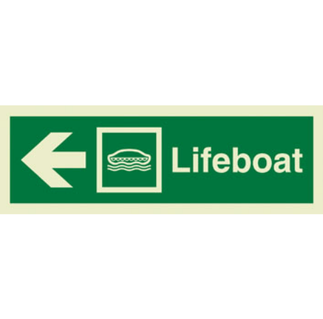 Marine Direction Sign: Lifeboat Arrow Left with Text (2019)