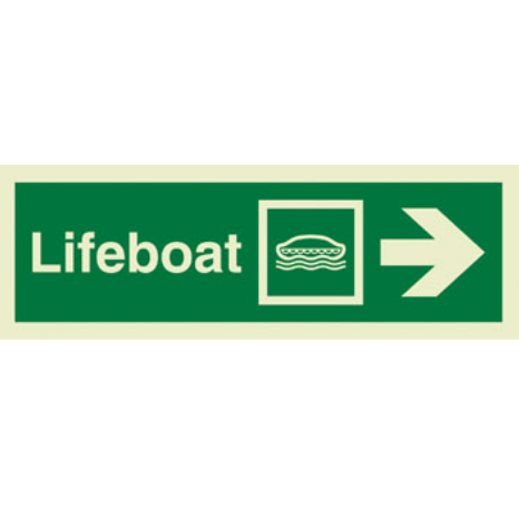 Marine Direction Sign: Lifeboat Arrow Right with Text (2019)