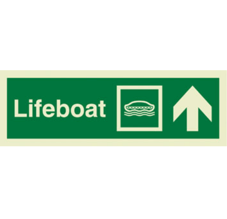 Marine Direction Sign: Lifeboat Arrow Up with Text (2019)