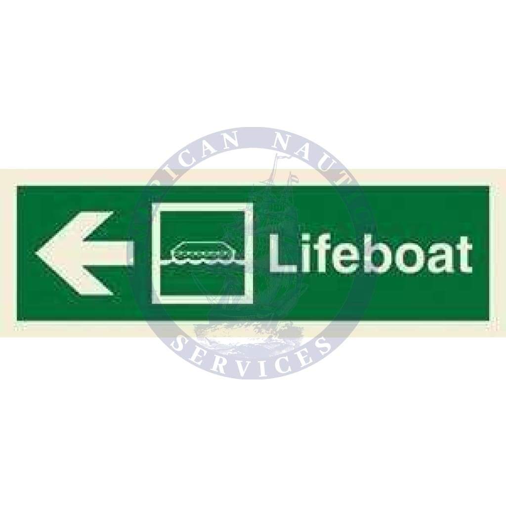 Marine Direction Sign: Lifeboat + Symbol + Arrow left
