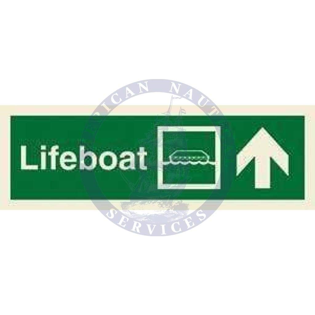 Marine Direction Sign: Lifeboat + Symbol + Arrow up on right