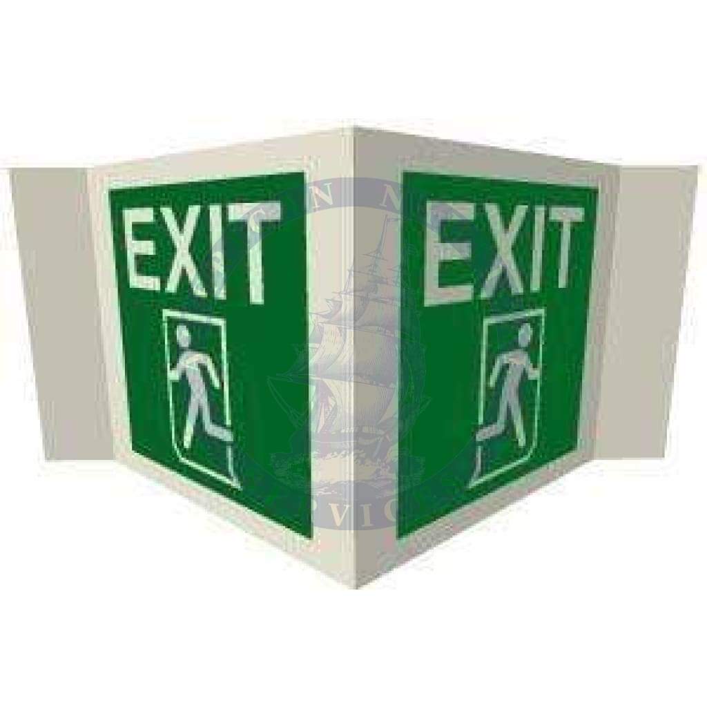 Marine Direction Sign: Panoramic EXIT + Running man picto 200mm high