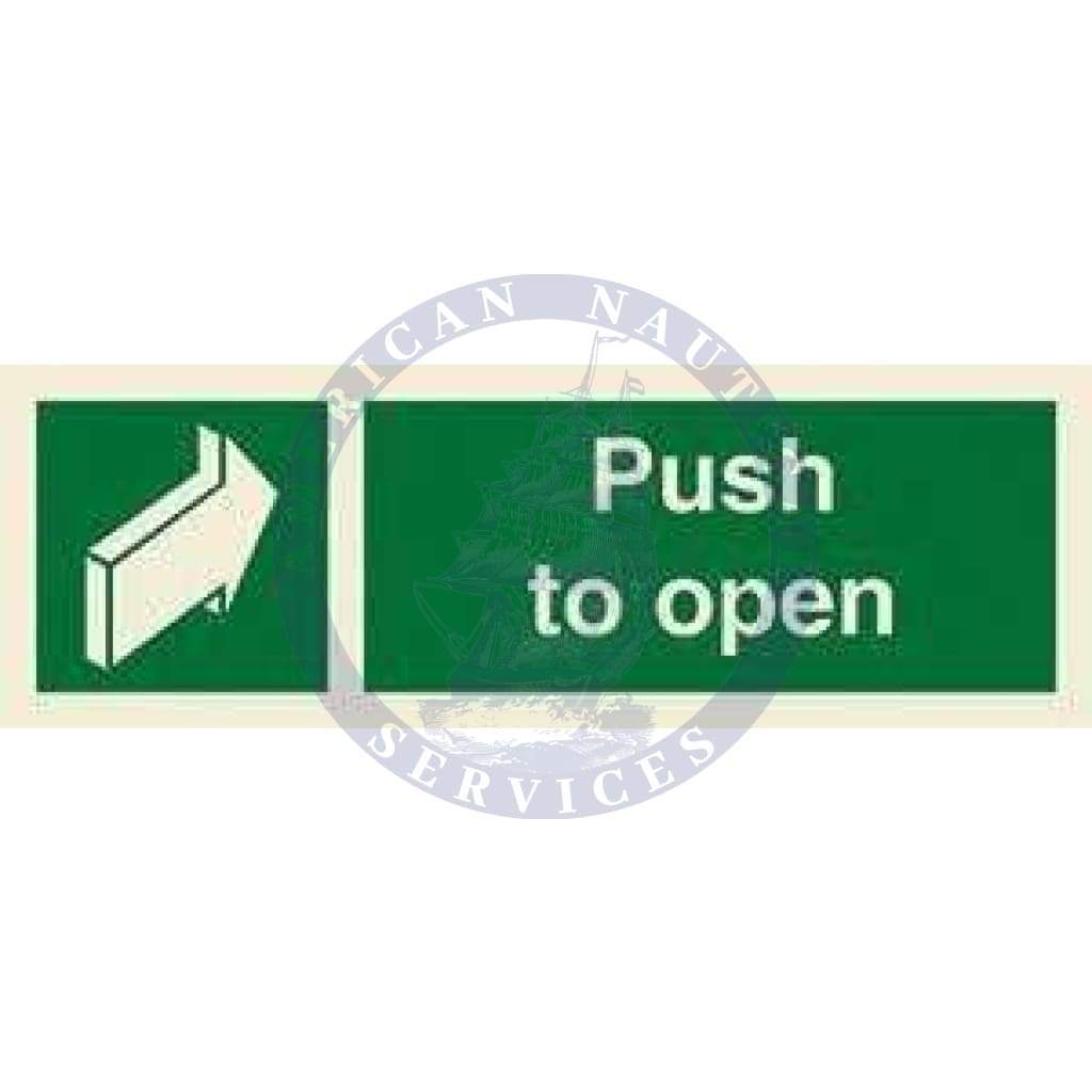 Marine Direction Sign: Push to open + Forward arrow - Amnautical