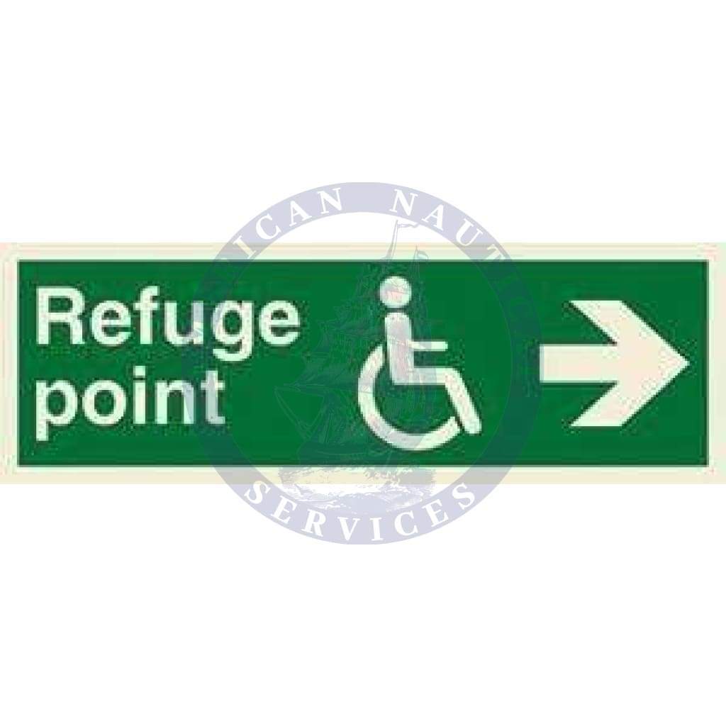 Marine Direction Sign: Refuge point + Disabled symbol + Arrow right