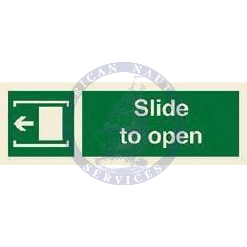 Marine Direction Sign: Slide to open + Arrow and symbol to left