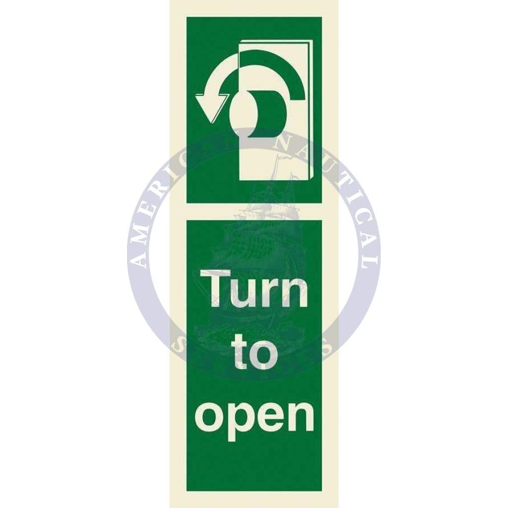 Marine Direction Sign: Turn to open (anticlockwise)
