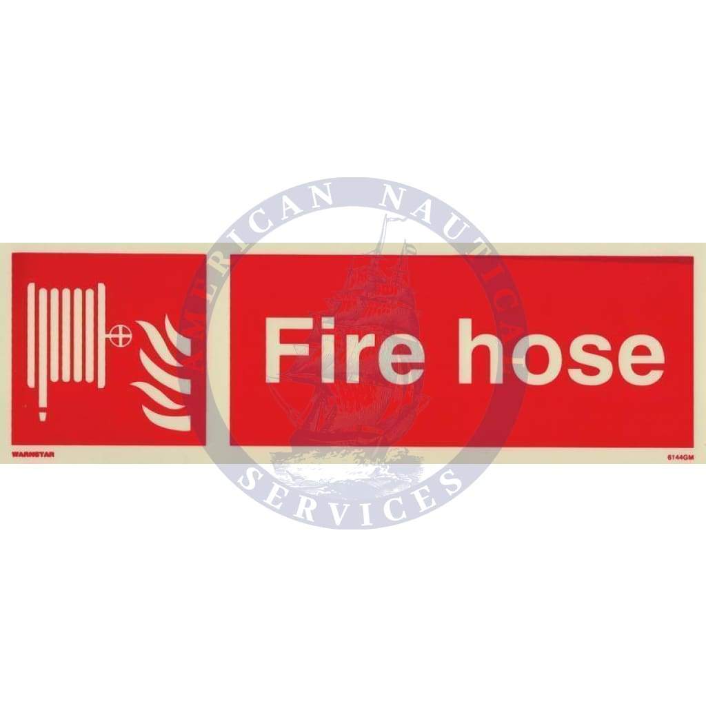Marine Fire Equipment Sign: Fire Hose + symbol