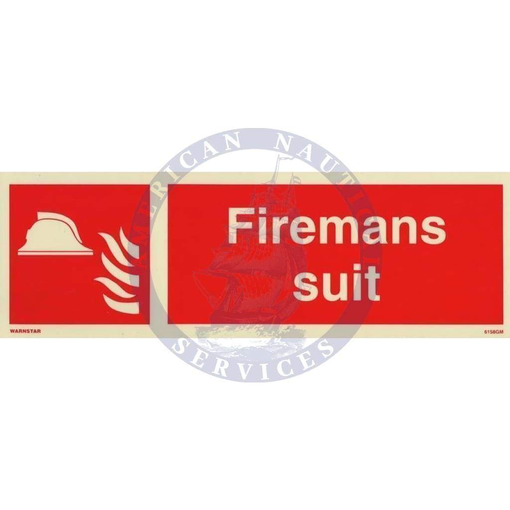 Marine Fire Equipment Sign: Fireman's Suit + symbol