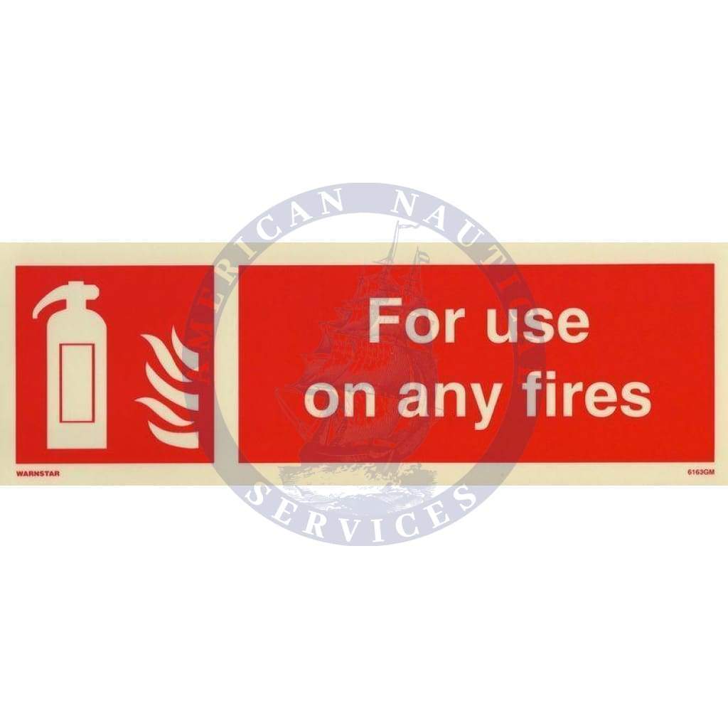 Marine Fire Equipment Sign: For Use On Any Fires + symbol