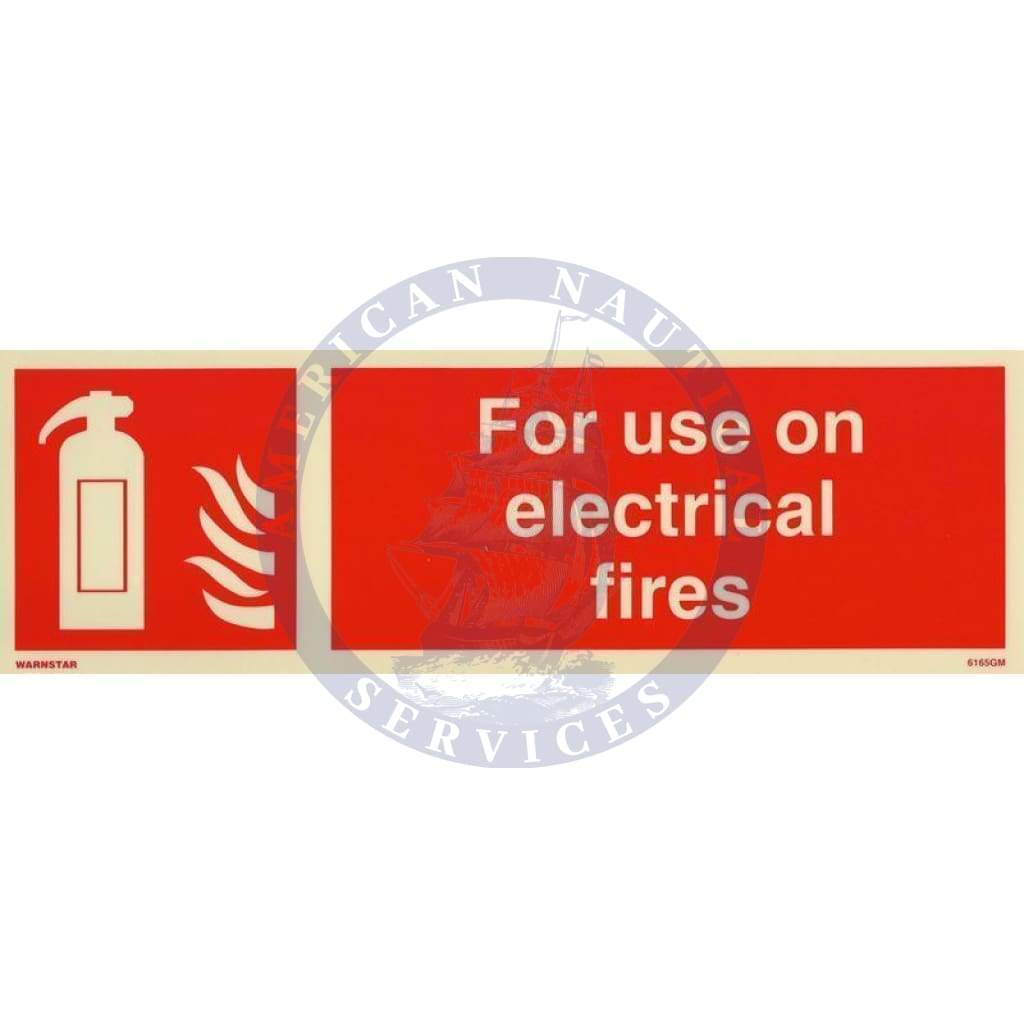 Marine Fire Equipment Sign: For Use On Electrical Fires + symbol
