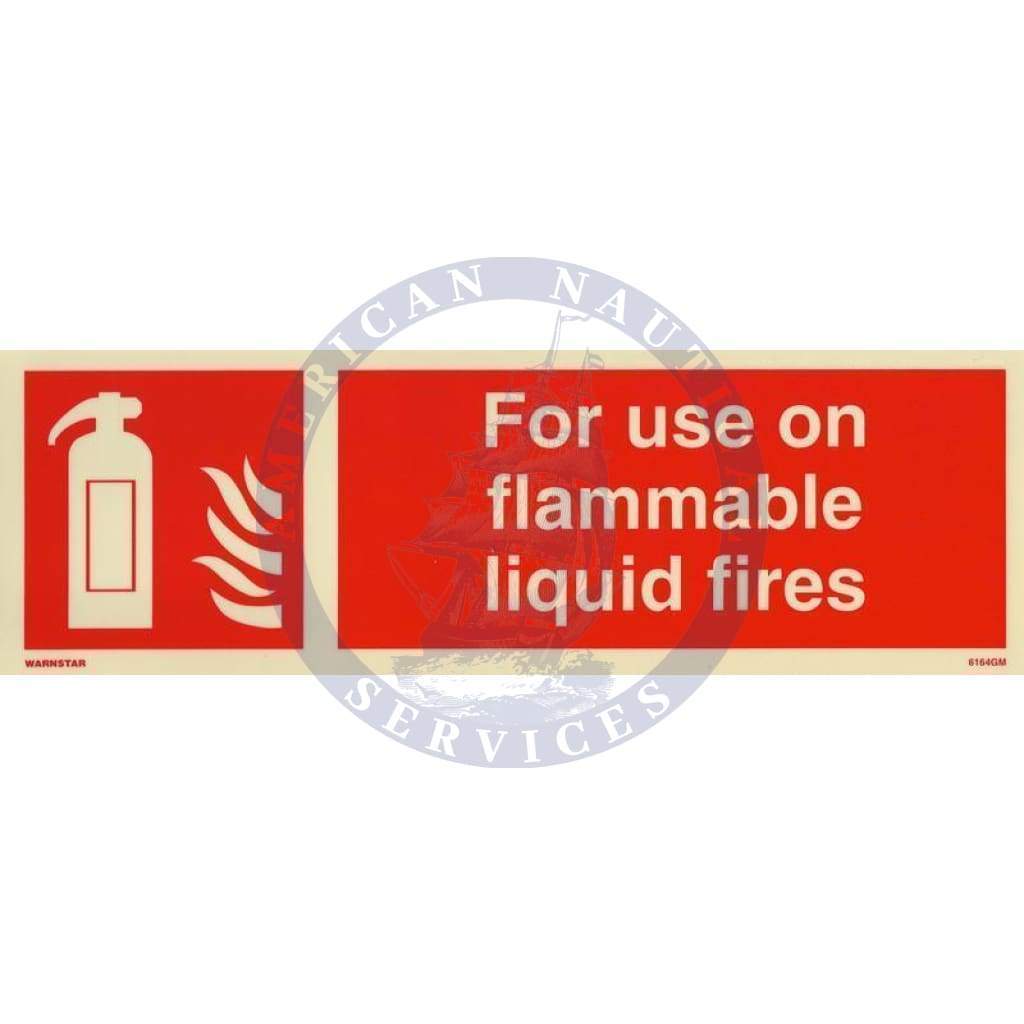 Marine Fire Equipment Sign: For Use on Flammable Liquid Fires + symbol