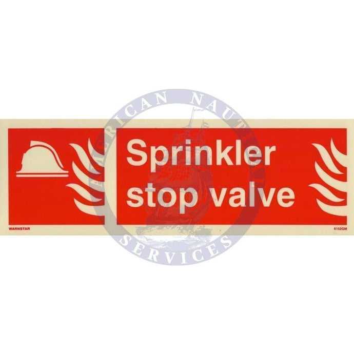 Marine Fire Equipment Sign: Sprinkler stop valve + symbol