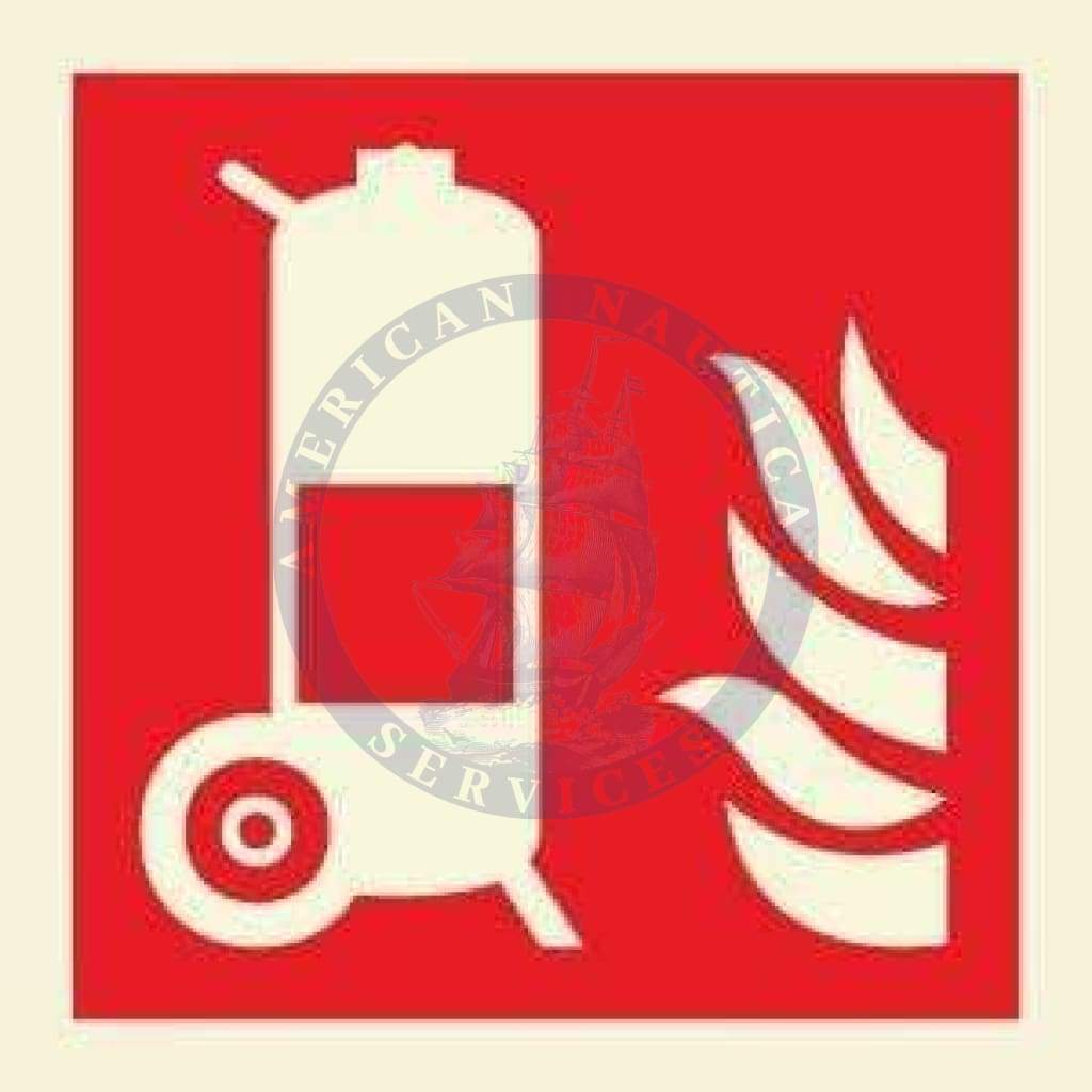 Marine Fire Equipment Sign: Wheeled Fire Extinguisher Symbol