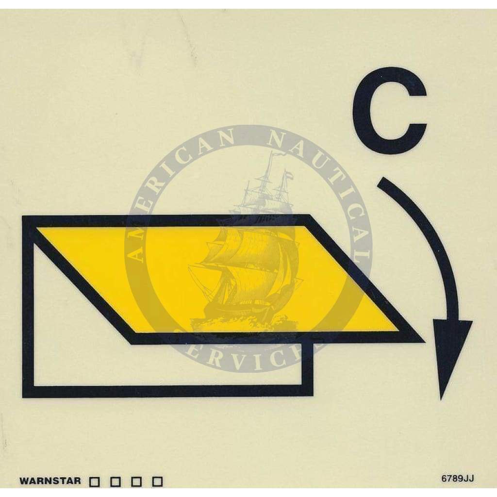 Marine Fire Sign, IMO Fire Control Symbol: Closing Device for Cargo Spaces Ventilation Inlet or Outlet