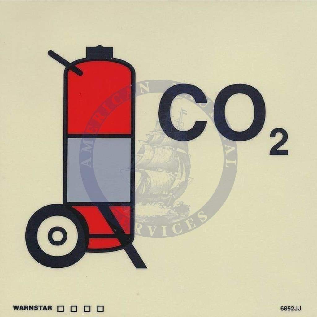 Marine Fire Sign, IMO Fire Control Symbol: CO2 Wheeled Fire Extinguisher