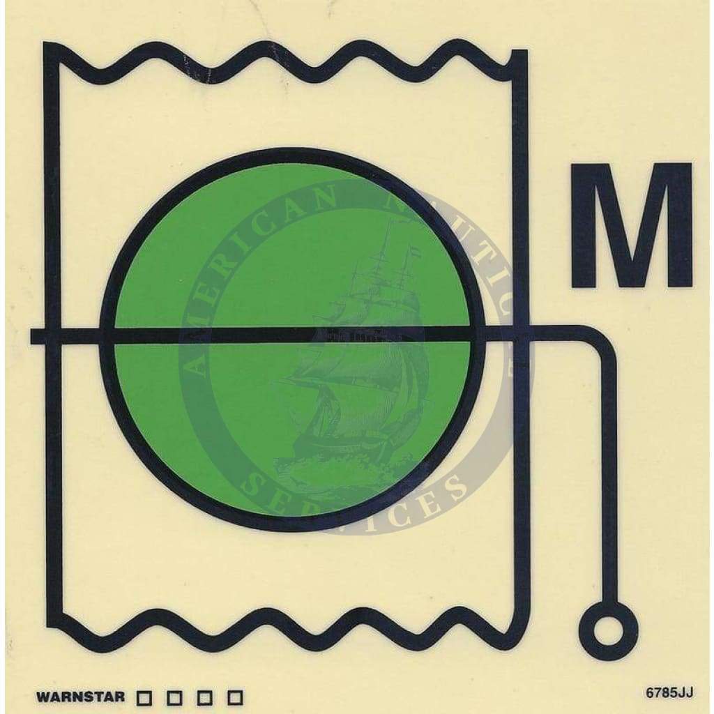 Marine Fire Sign, IMO Fire Control Symbol: Fire Damper for Machinery Spaces