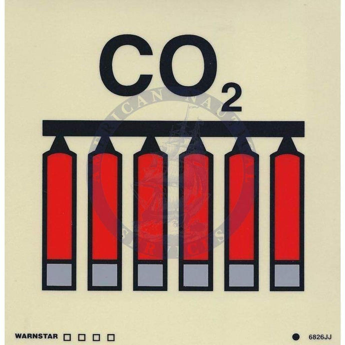 Marine Fire Sign, IMO Fire Control Symbol: Fixed CO2 Fire Extinguisher Battery