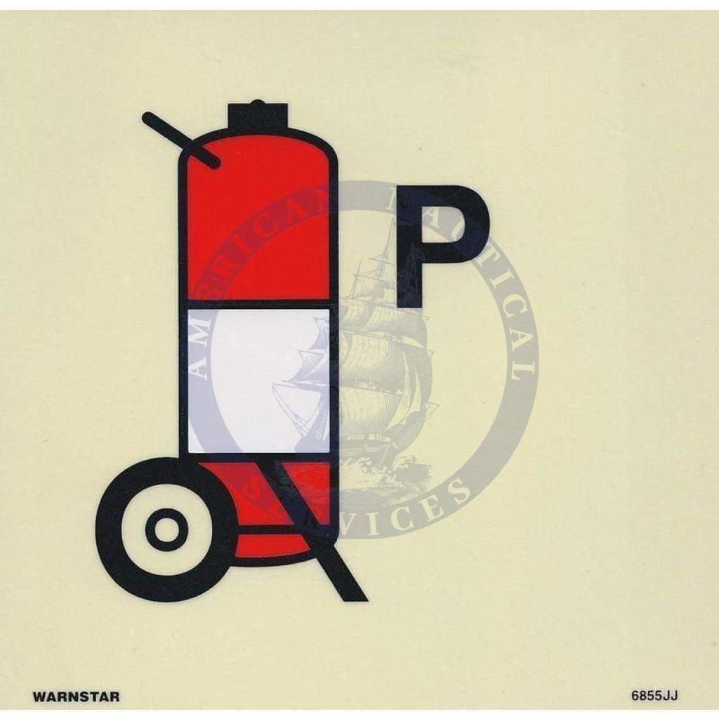 Marine Fire Sign, IMO Fire Control Symbol: Powder Wheeled Fire Extinguisher