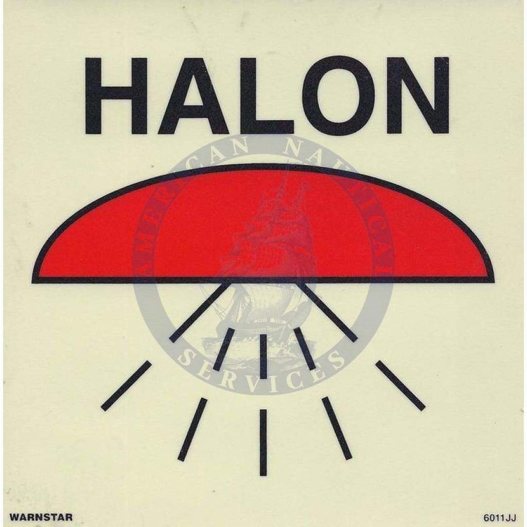 Marine Fire Sign, IMO Fire Control Symbol: Space Protected By Halon