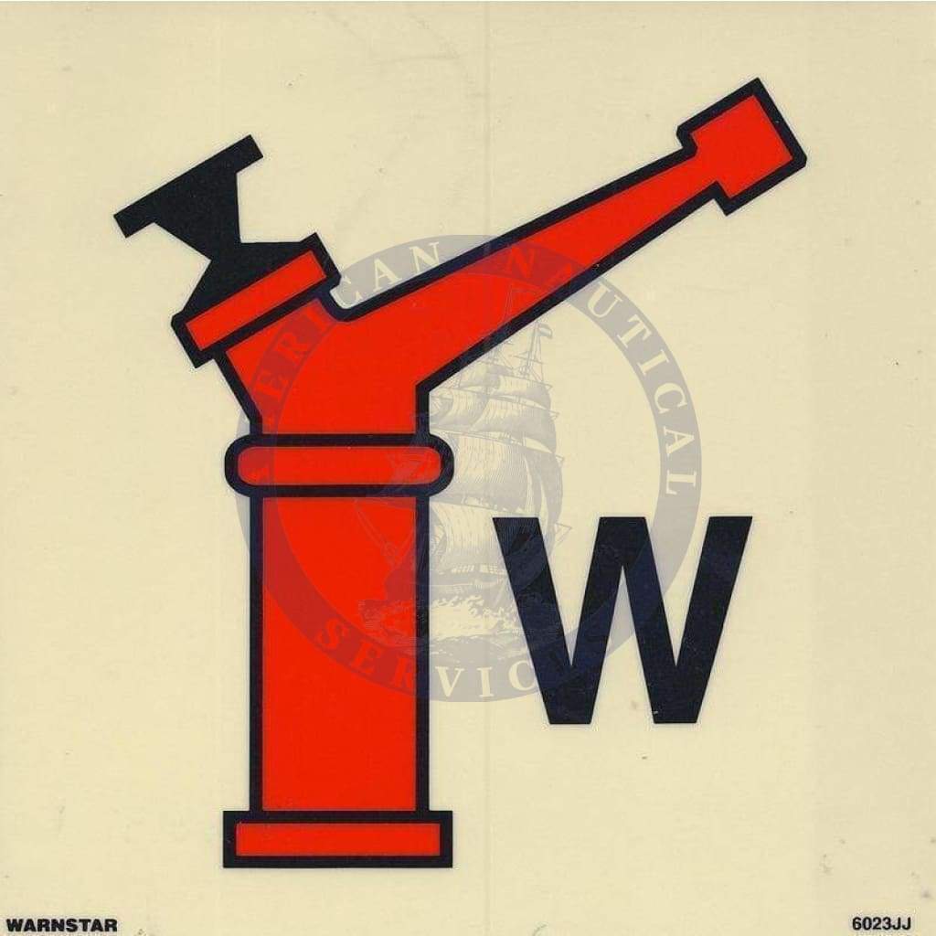 Marine Fire Sign, IMO Fire Control Symbol: Water Monitor (Gun)