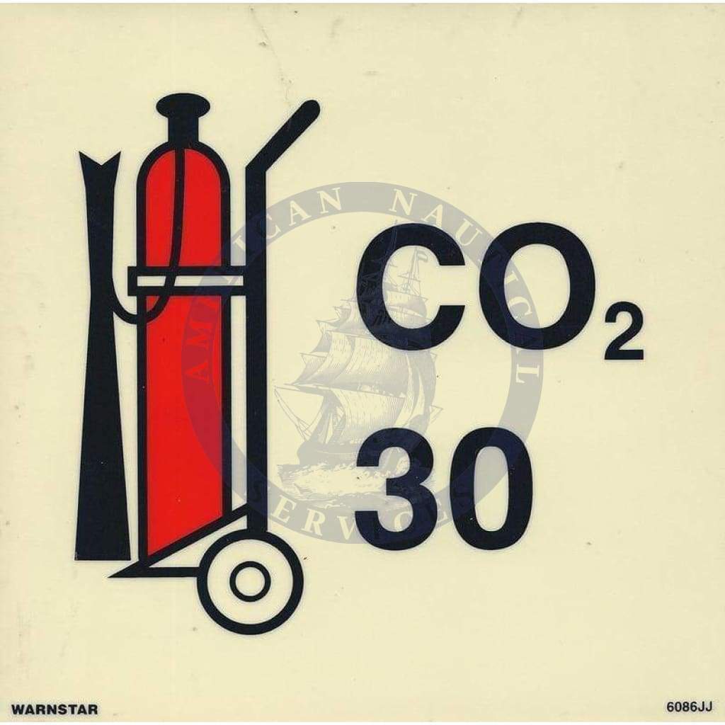 Marine Fire Sign, IMO Fire Control Symbol: Wheeled CO2 Fire Extinguisher (30)
