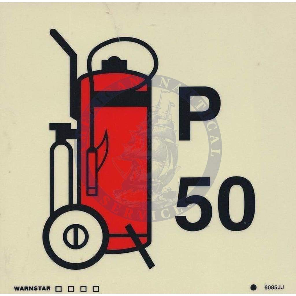 Marine Fire Sign, IMO Fire Control Symbol: Wheeled Powder Fire Extinguisher (50)