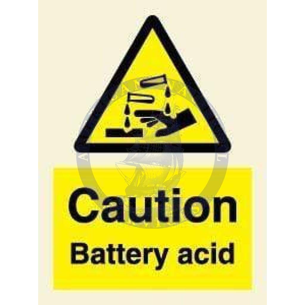 Marine Hazard Sign: Caution Battery Acid