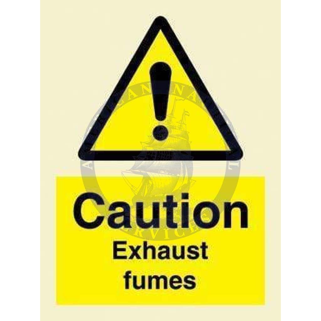 Marine Hazard Sign: Caution Exhaust Fumes