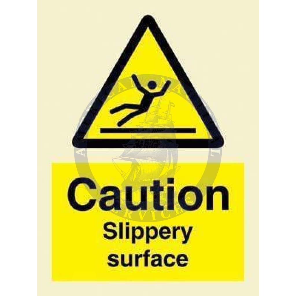Marine Hazard Sign: Caution Slippery Surface