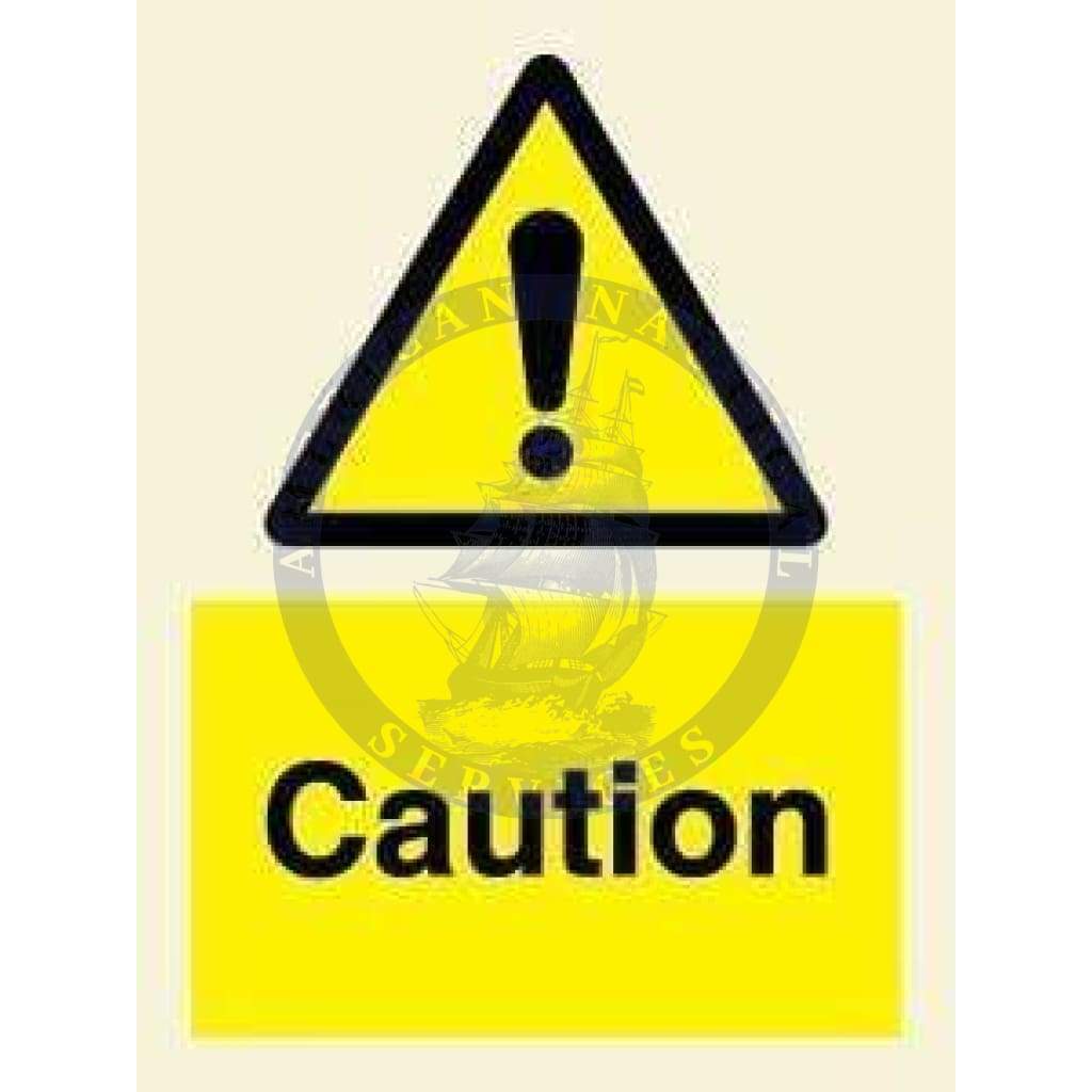 Marine Hazard Sign: Caution + Symbol