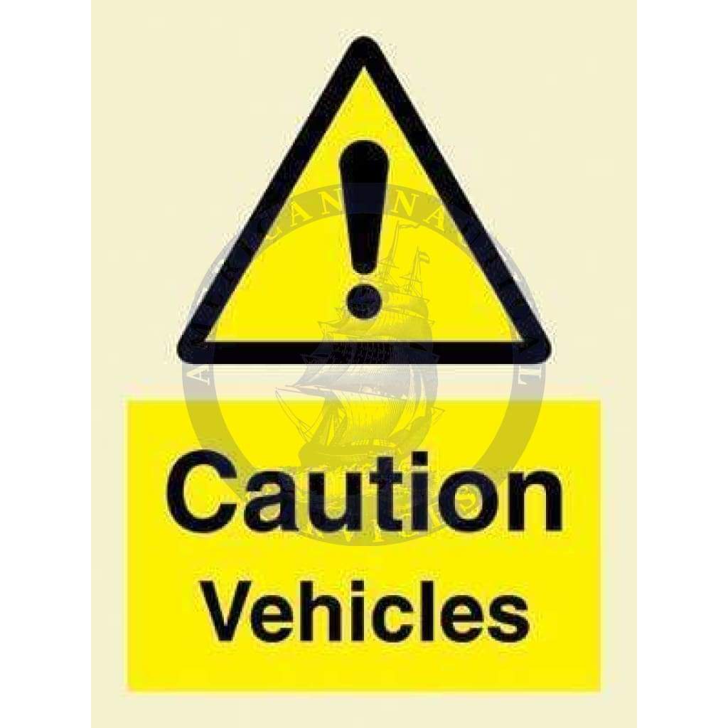 Marine Hazard Sign: Caution Vehicles