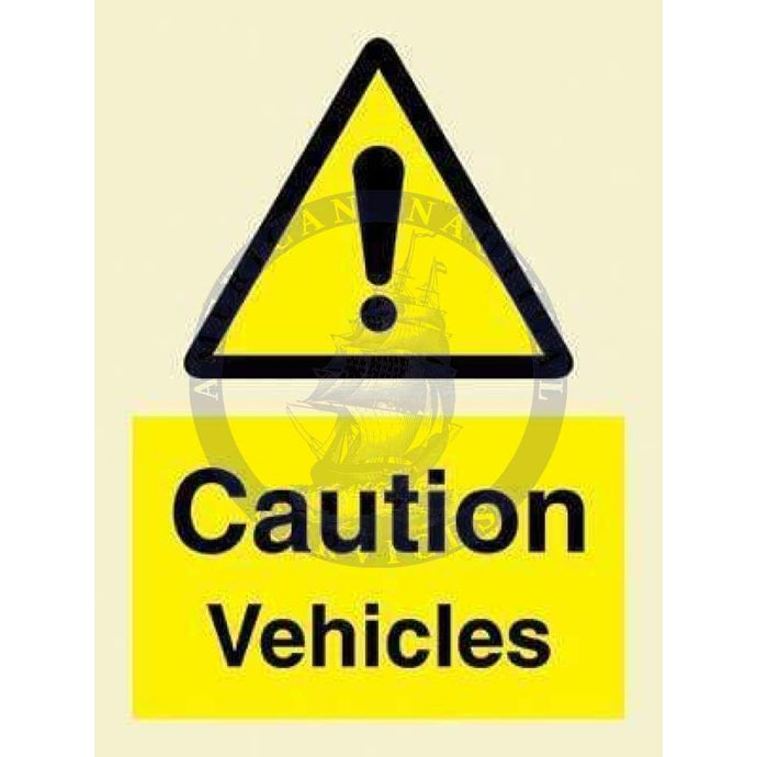 Marine Hazard Sign: Caution Vehicles