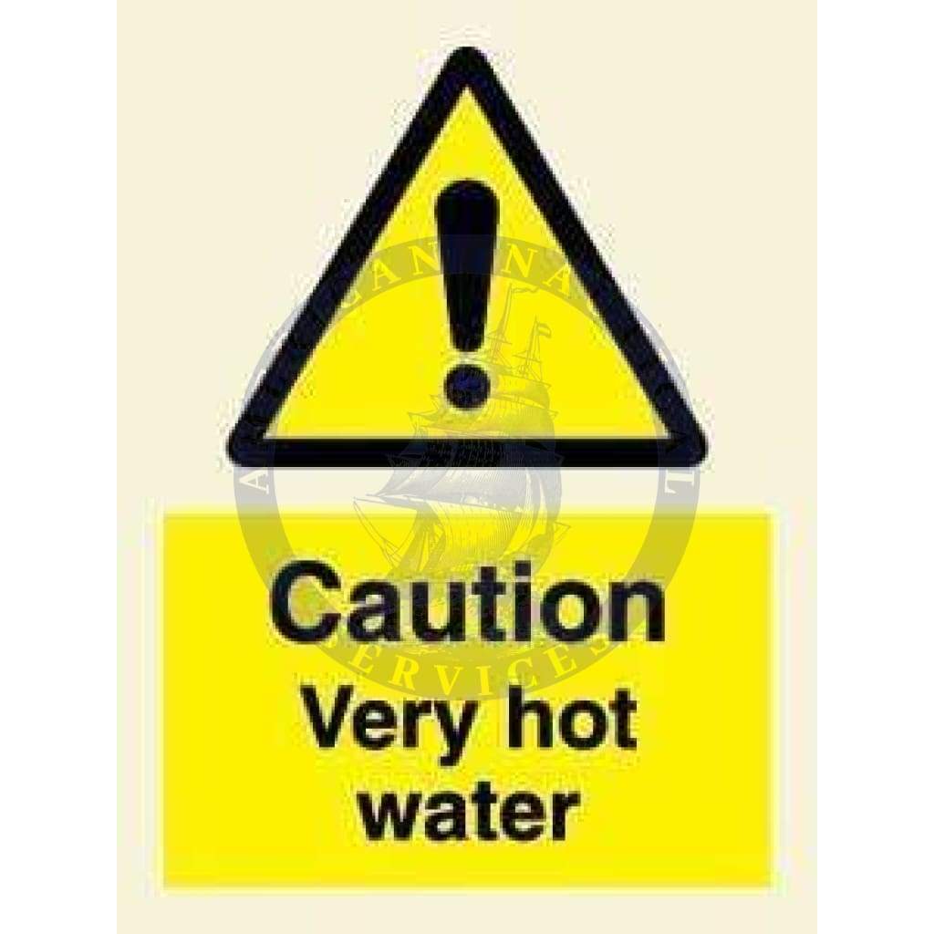 Marine Hazard Sign: Caution Very Hot Water
