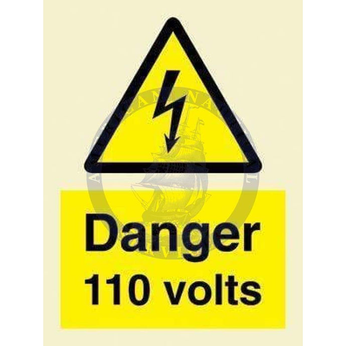Marine Hazard Sign: Danger 110 Volts
