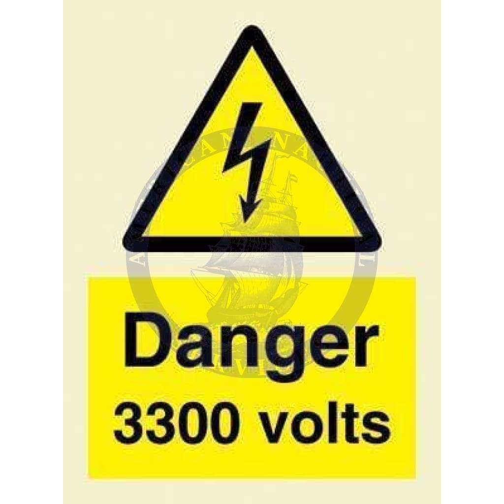 Marine Hazard Sign: Danger 3300 Volts