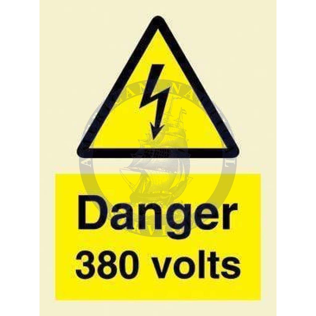 Marine Hazard Sign: Danger 380 Volts