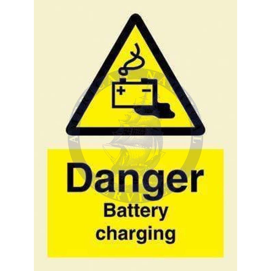 Marine Hazard Sign: Danger Battery Charging